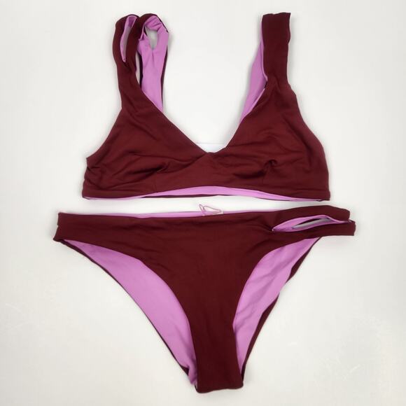 L*Space Bikini Set One Wave Top Breakers Bottom Size Small Bungundy Pink - Picture 1 of 6